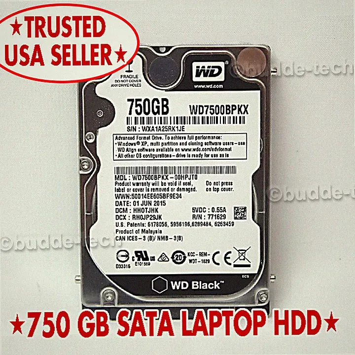 2.5" inch Laptop Hard Drive 750 GB SATA For Windows or Mac Dell HP Toshiba Linux