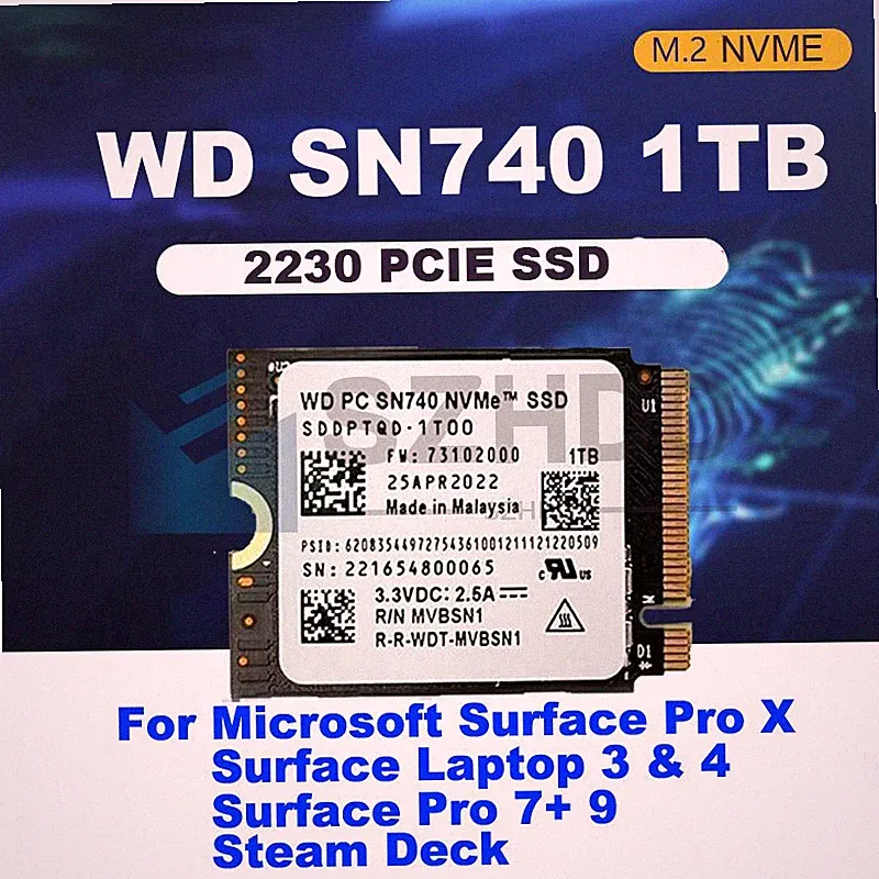 NEW WD 1TB M.2 2230 SSD NVMe PCIe4x4 SN740 For Steam Deck ASUS ROG Dell Laptop