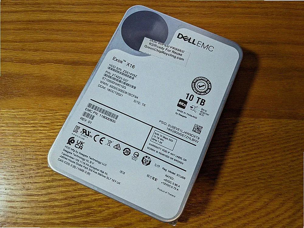 Seagate 10TB Exos X16 7.2K SAS 3.5" Hard Drive HDD Dell ST10000NM010G 100% Healt